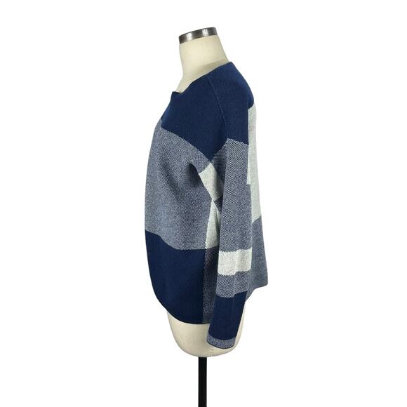 VINCE Blue Intarsia Wool Cashmere Knit Pullover Sweater Women's Size XS - Picture 2 of 7